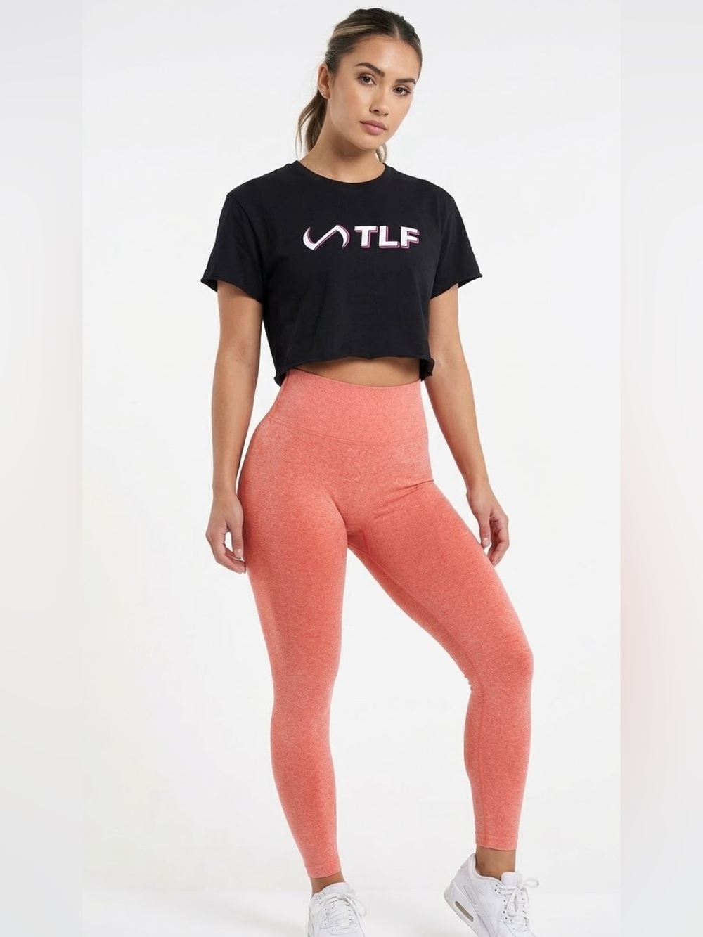 TLF | NWT BUNDLE OF 2 TLF CROPPED BLACK SHIRT &  CORAL BUTT SCRUNCH LEGGING